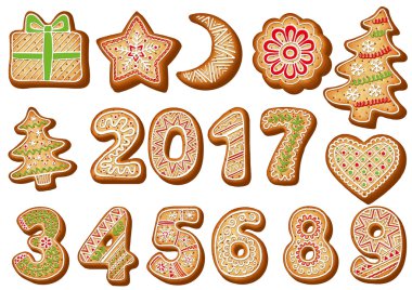 İngilizce gingerbread numaraları. Noel kurabiyeleri. 