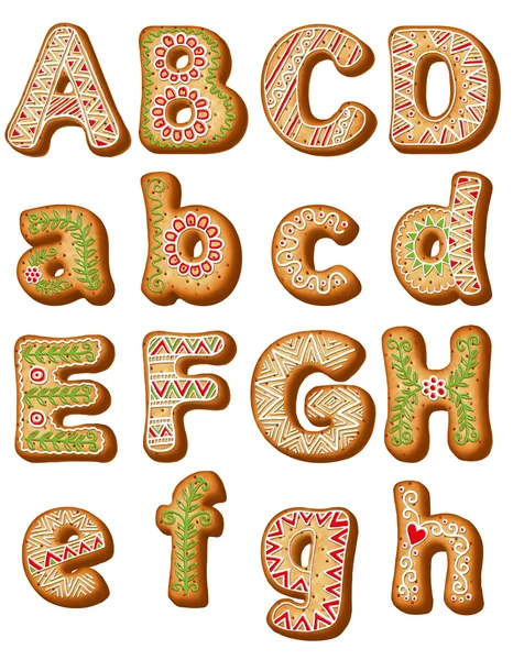 Alphabet anglais en pain d'épice. Cookies de Noël ABC . — Photo