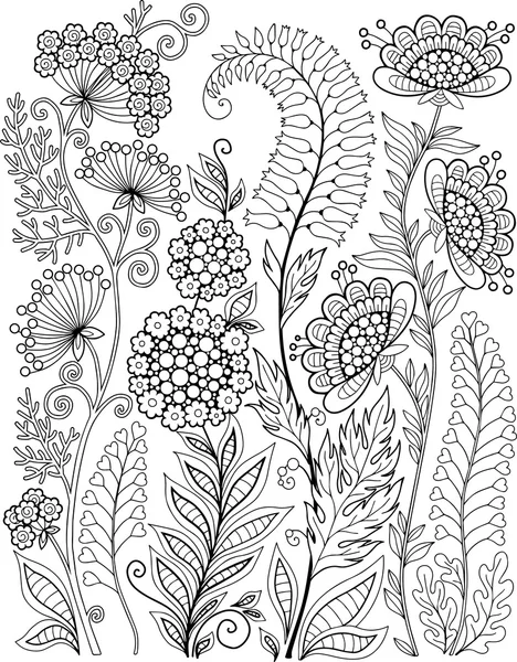 Fleurs et herbes sauvages décoratives — Image vectorielle