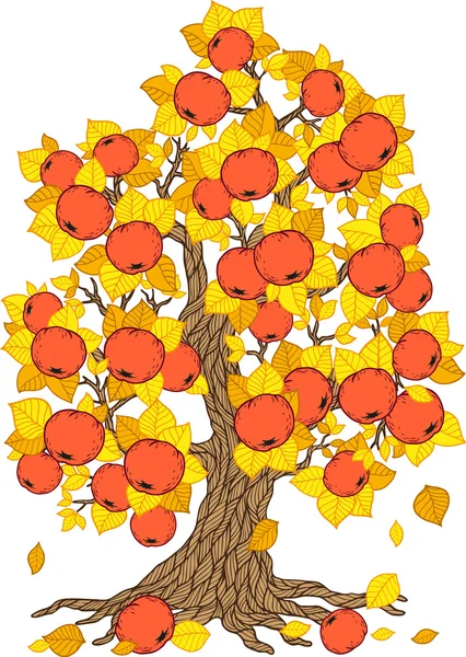 Vector äppelträd. Tree samling. Tree säsong — Stock vektor