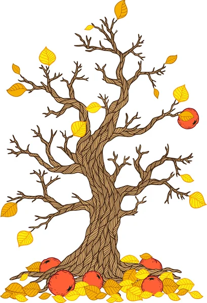 Vecteur automne pommier. Collection d'arbres. Saison des arbres — Image vectorielle