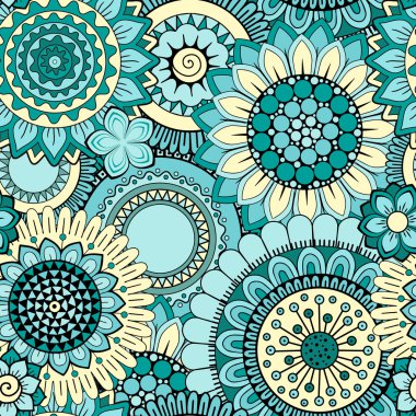 Vektör sorunsuz arka plan. Tekstil tasarımı, güzel tebrik kartları ve hediye paketleri için parlak soyut çiçek doymuş. Şablon menü, davet, poster, afiş için.