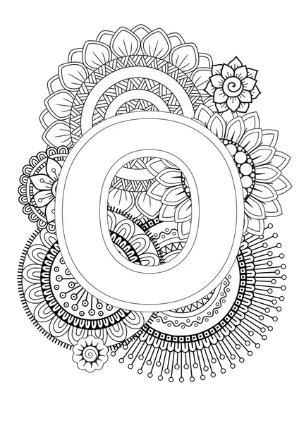 Malbuch für Erwachsene. Mandala und Sonnenblume. abc-Buch. — Stockvektor