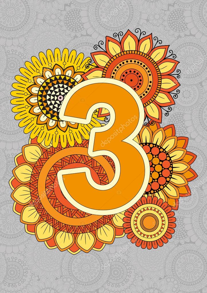 Download Fonts. Bright Numbers. Mandala and Flowers. Isolated Vector Elements. — Stock Vector © natasha ...