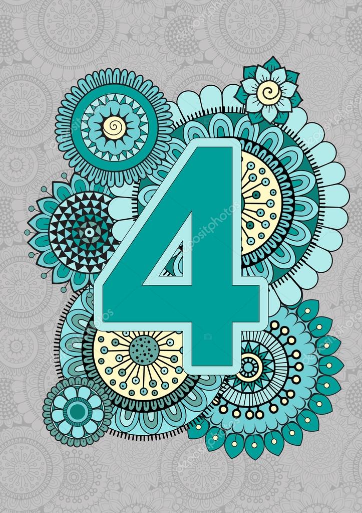 Fonts. Bright Numbers. Mandala and Flowers. Isolated Vector Elements. — Stock Vector © natasha ...