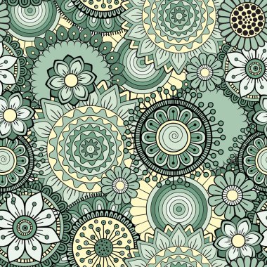 Vektör sorunsuz arka plan. Tekstil tasarımı, güzel tebrik kartları ve hediye paketleri için parlak soyut çiçek doymuş. Şablon menü, davet, poster, afiş için.