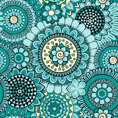 Vektör sorunsuz arka plan. Tekstil tasarımı, güzel tebrik kartları ve hediye paketleri için parlak soyut çiçek doymuş. Şablon menü, davet, poster, afiş için.