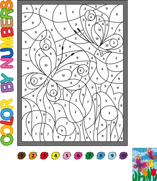 We paint by numbers. Puzzle game for children education. Numbers