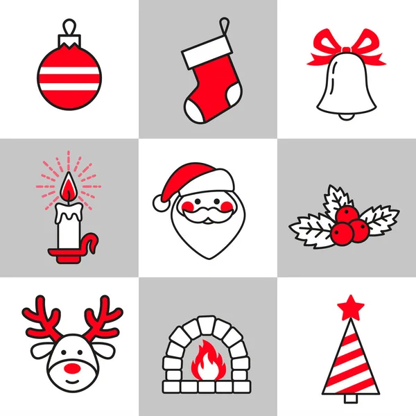 Vector Set Voor Kerstmis Nieuwjaar Ontwerp Model Voor Uitnodiging Kaart — Stockvector