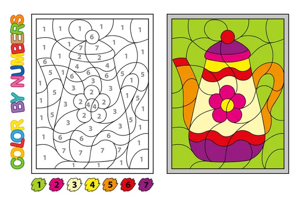 我们用数字作画.用于儿童教育的益智游戏。用于绘图和学习数学的数字和颜色. — 图库矢量图片