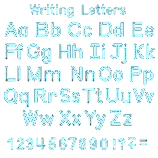 Alphabet vectoriel anglais traçage. Écrire des lettres font dots par dots — Image vectorielle