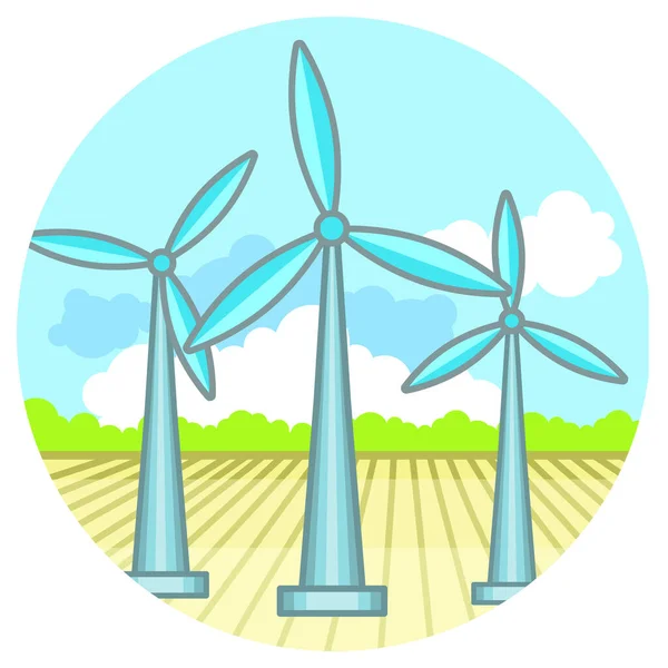 Kanat Güç Santrali Çevre Yeşil Enerji Konsepti Düz Biçimli Vektör — Stok Vektör