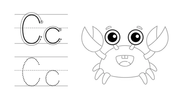 Nyomozd Betűt Képet Színezd Oktatási Gyerekek Nyomkövető Játék Színező Ábécé — Stock Vector