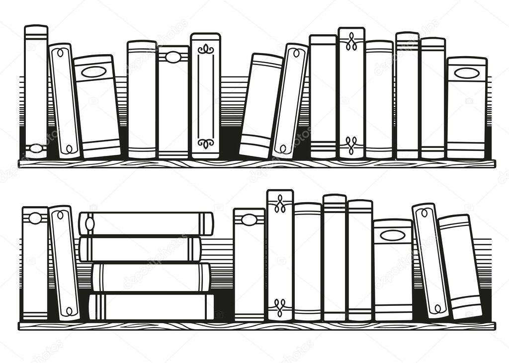 Stylized black and white books on the shelf. Books to read coloring for adult, Printable Bullet Journal Insert Books Tracker