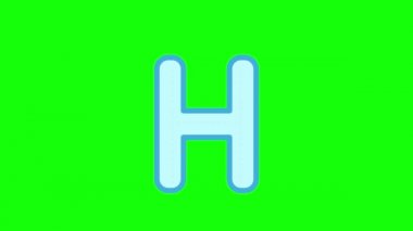 İngilizce alfabesi yazmak için özel ders. Yeşil ekrana izole edilmiş bir kalemle H harfinin izini sür. H harfinin ardışık olarak yazılması çocuklar için animasyon harfleri.