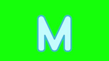İngilizce alfabesi yazmak için özel ders. M harfini yeşil ekranda izole edilmiş bir kalemle takip et. Animasyon harfleri çocuklar için M harfinin sıralı yazılışı.