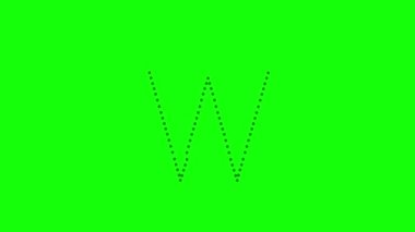 İngilizce alfabesi yazmak için özel ders. Yeşil ekrana izole edilmiş bir kalemle W harfini takip et. Çocuklar için W harfinin sıralı yazımının animasyon harfleri.