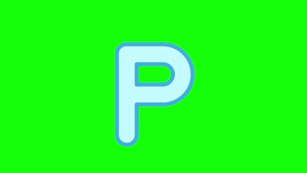 英語のアルファベットを書くためのチュートリアル 緑の画面に隔離された鉛筆で文字Pをトレースします 子供のためのアニメーション文字サンプル連続した文字Pの書き込み — ストック動画