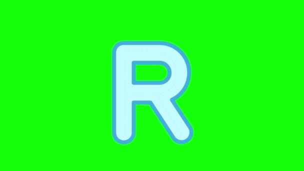 英语字母表写作辅导 在绿色屏幕上用铅笔标出字母R 儿童顺序书写字母R的动画字母样本 — 图库视频影像