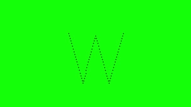 英語のアルファベットを書くためのチュートリアル 緑の画面に隔離された鉛筆で文字Wをトレースします 文字Wの子供のためのアニメーション文字サンプル — ストック動画