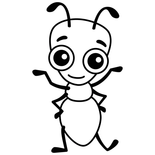 Drôle Fourmi Coloriage Insecte Dans Style Dessin Animé — Image vectorielle