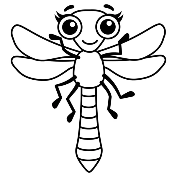 Funny Dragonfly Coloring Insect Cartoon Style — Stock Vector