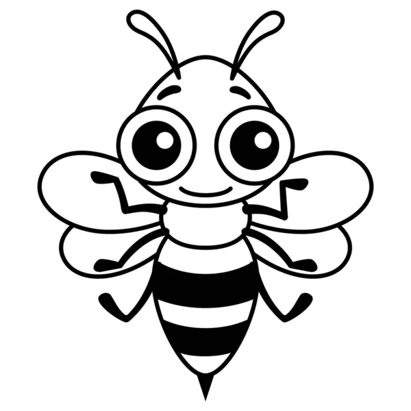 Смішна Бджола Розмальовка Комаха Мультиплікаційному Стилі — стоковий вектор
