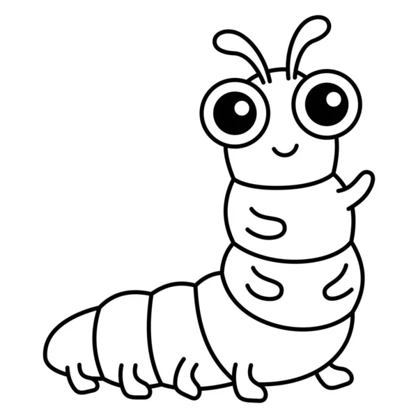 Grappige Rups Kleurplaat Insect Een Cartoon Stijl — Stockvector