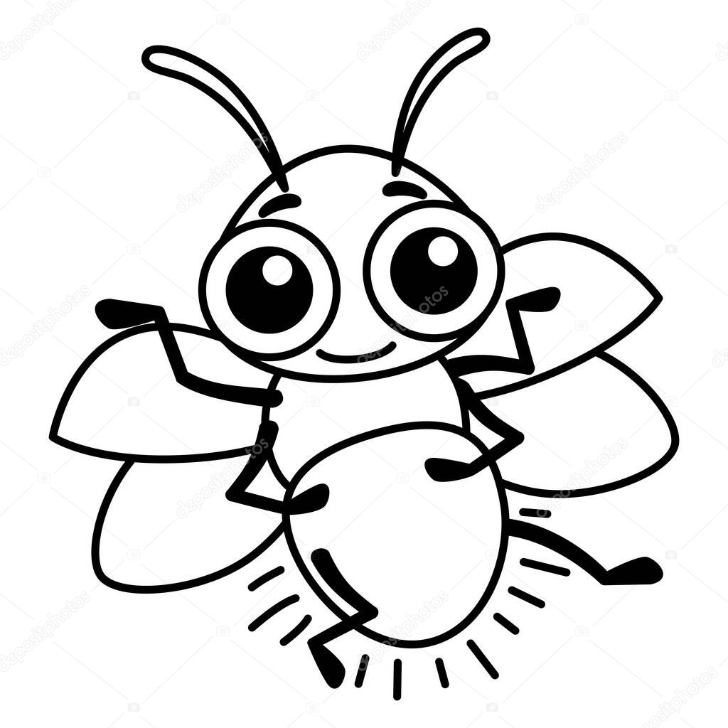 Funny firefly. Coloring Insect in a cartoon style