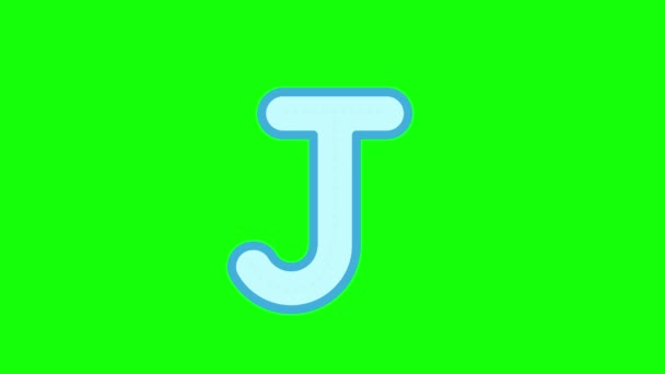 英语字母表写作辅导 用铅笔在绿色屏幕上标出字母J 儿童顺序书写字母J的动画字母样本 — 图库视频影像