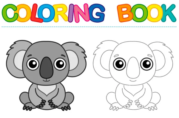 Página Para Colorear Divertido Koala Sonriente Libro Educativo Trazado Para — Vector de stock