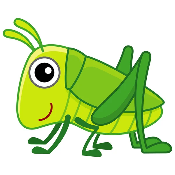 Lustig Gräshoppa Insekt Tecknad Stil — Stock vektor