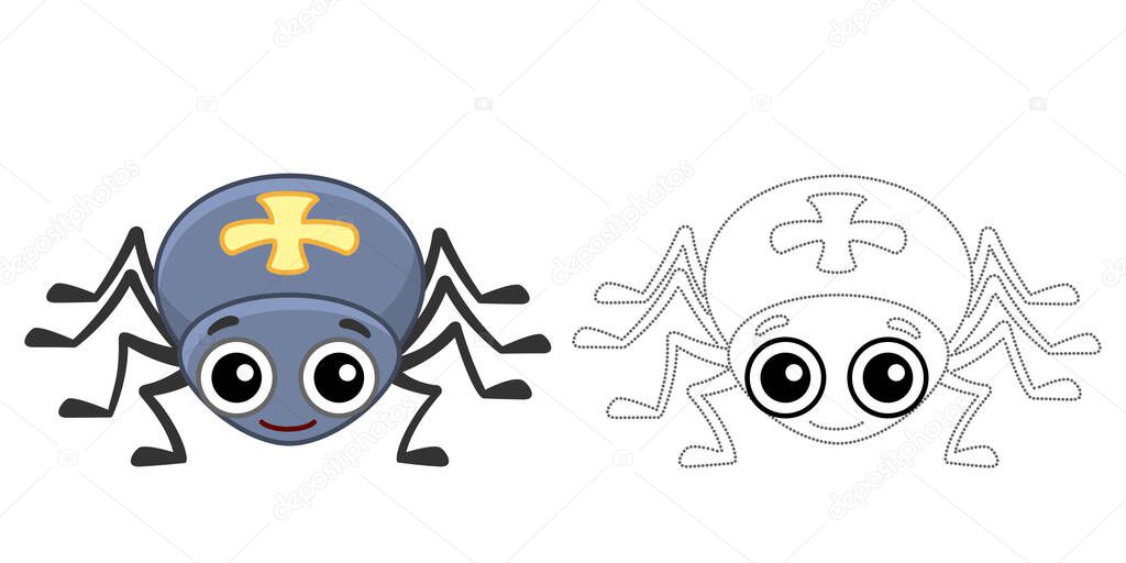 Funny spider. Coloring Insect in a cartoon style