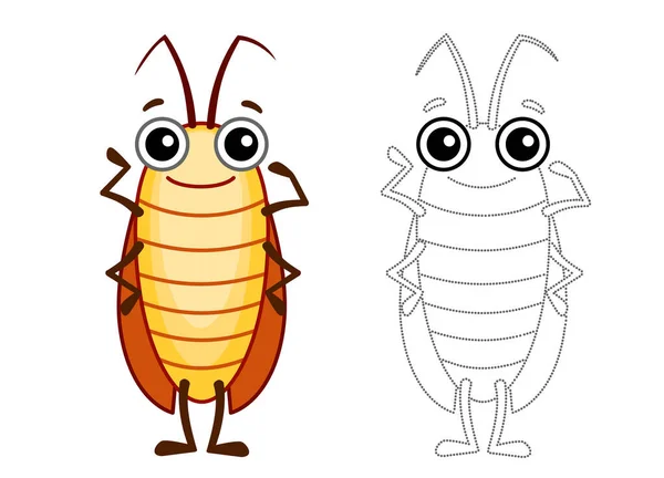 Funny Cockroach Coloring Insect Cartoon Style — Stock Vector