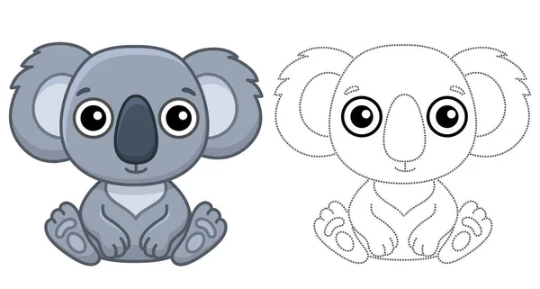 Coloriage Animal Pour Enfants Livre Coloriage Koala Drôle Dans Style — Image vectorielle