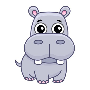 Vektör hayvanat bahçesi hayvanı. Çizgi film tarzında komik bir hipopotam.