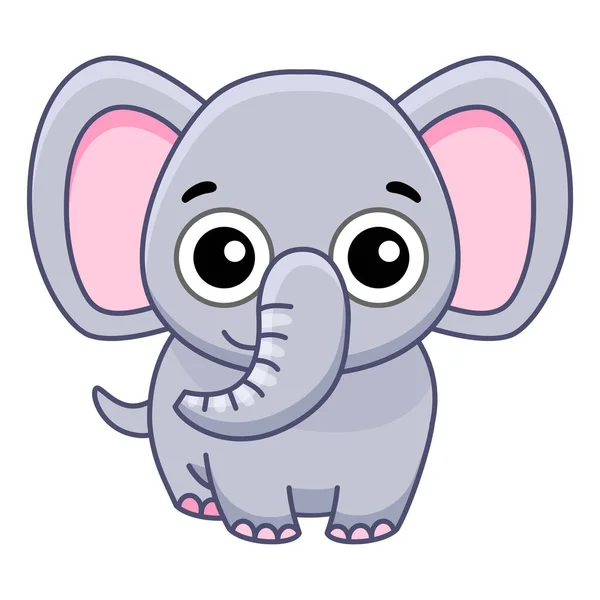 Zoo Animal Funny Little Elephant Cartoon Style — Stock Vector