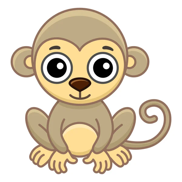 Vektorové Zoo Zvíře Vtipná Malá Opička Kresleném Stylu — Stockový vektor
