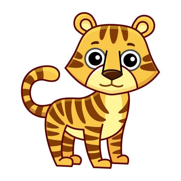 Vector Zoo Animal Gracioso Tigre Estilo Dibujos Animados — Vector de stock