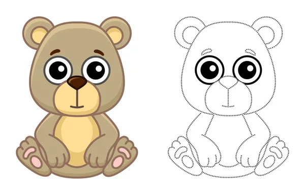 Animal Floresta Engraçado Colorir Urso Estilo Desenho Animado —  Vetores de Stock