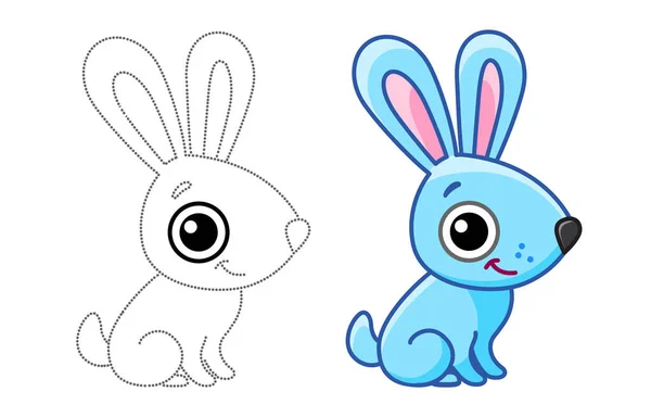 Animal Forêt Drôle Lièvre Colorier Lapin Dans Style Dessin Animé — Image vectorielle