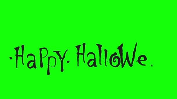 Text Happy Halloween Cartoon Animation Green Screen Chroma Key Background — Stock Video