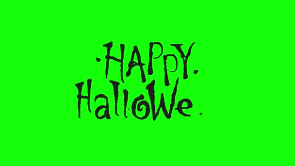 Text Happy Halloween Tecknad Animation Grön Skärm Kroma Nyckel Bakgrund — Stockvideo