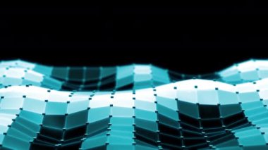 Dijital fütüristik dalga. Soyut hareket arkaplanı. Üç boyutlu soyut dalgalanan araziler.