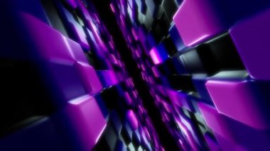 Üç boyutlu soyut arkaplan, neon ışığı, gizemli kozmik teknolojik manzara. Canlı duvar kağıdı hareketi, görsel döngü animasyonu.