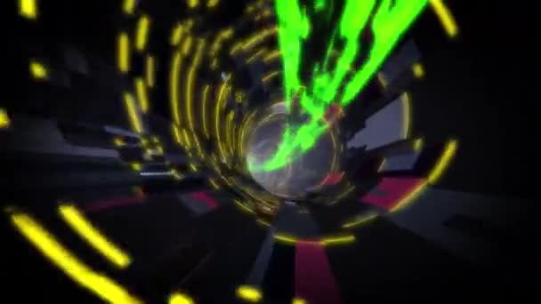 Flight in abstract sci-fi tunnel with data transfer flow seamless loop. VJ motion graphics for music video — Stock Video