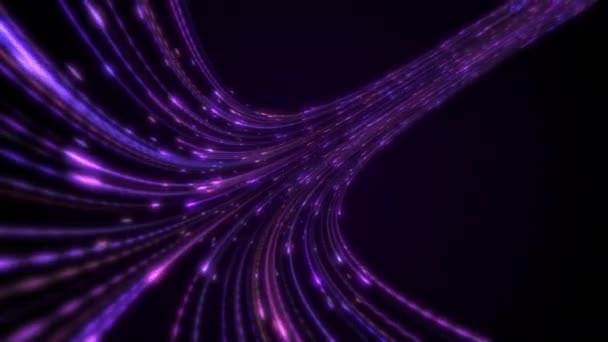 Flusso di dati digitali. Tema astratto fantascientifico con brillante rosa, blu, vivido bagliore Linee Struttura e flusso di particelle. loop senza soluzione di continuità. — Video Stock