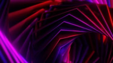 Soyut parlak mor kıvrımlı şekil. Bilgisayar soyut geometrik 3D canlandırma döngüsü oluşturdu. Geometrik figürü döndürmenin ve vidalamanın 3 boyutlu güzel animasyonu.