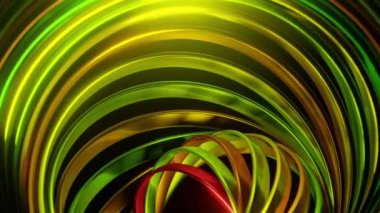 Soyut parlayan spiral şekil. Bilgisayar soyut geometrik 3D canlandırma döngüsü oluşturdu. Geometrik figürü döndürmenin ve vidalamanın 3 boyutlu güzel animasyonu.
