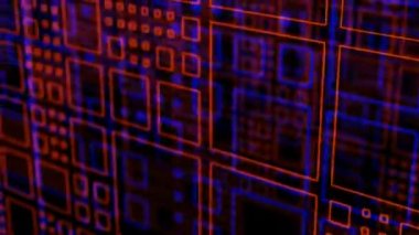 Abstract loop digital data Technology neon wall background.
